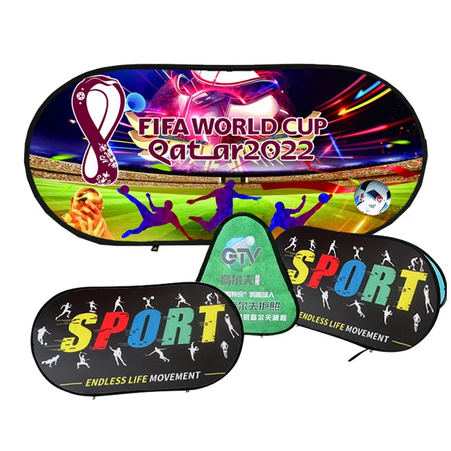 Popup Banner Horizontal Stand Outdoor Oval Display Advertising Sign Custom pop up banner