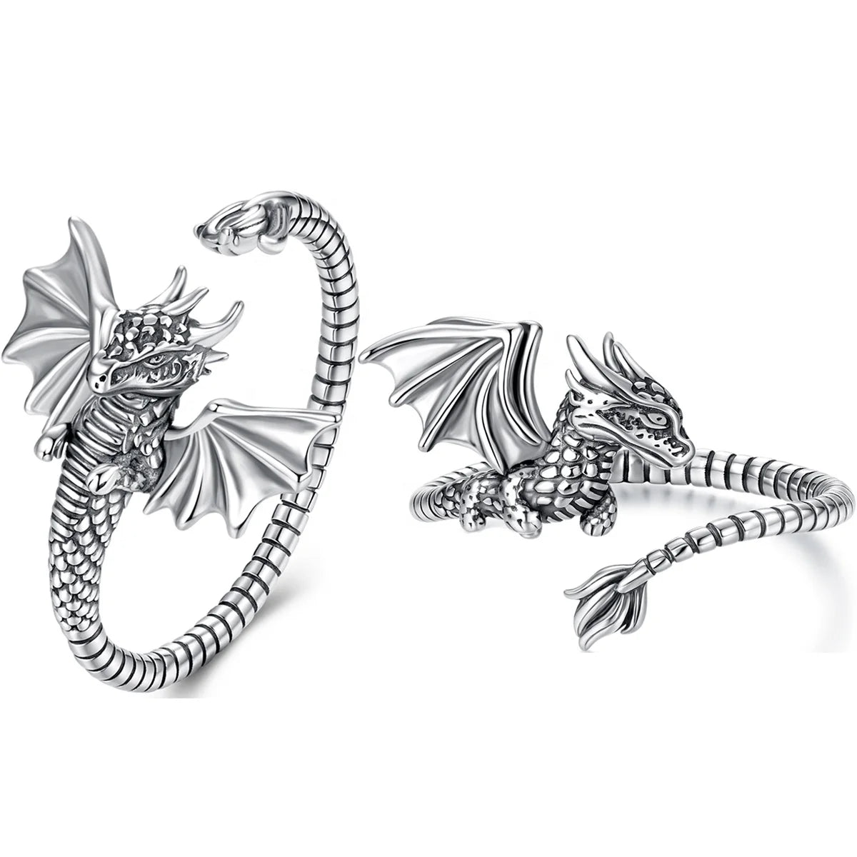 925 Sterling Silver Vintage Jewelry Flying Dragon Adjustable Ring for Women Fashion Jewelry Open Ring Wedding Party Gifts