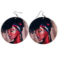 Mixed Style Afrocentric Ethnic Flag Printing Wood Earrings for Women Girls