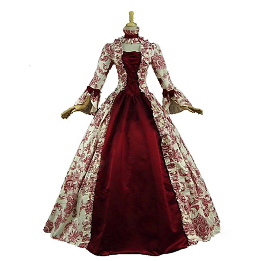 2022 Women Medieval Masquerade Dresses Ball Gowns Theater Costumes Temperament Court Evening Dress Big Trumpet Sleeve Dress