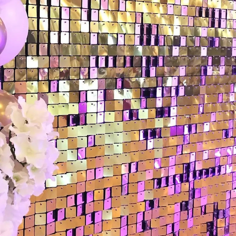Decorative Backdrop Curtain 3d Iridescent Hot Sale Outdoor Gold Reflective Black Sequin Wall Panels Board Shimmer Wall