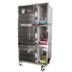 USMILEPET New Design Sustainable Solid 304 Stainless Steel Cat Boarding Cages for Pet Hospital Veterinary Use
