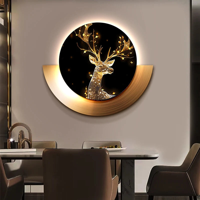 Luxury Home LED Luminescent Mural Electric Diamond Painting Art Deco Style Vertical Wall Decorative Hanging for Home Decor