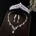 Bridal Crown Tiara Necklace Earrings Jewelry Set Bride Crown Three-piece Set Wedding Hair Accessories