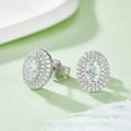 Hot Sale Fashion High Quality Oval Shape White Gold Plated 925 Sterling Silver Moissanite 0.5Carat Stud Earrings for Women