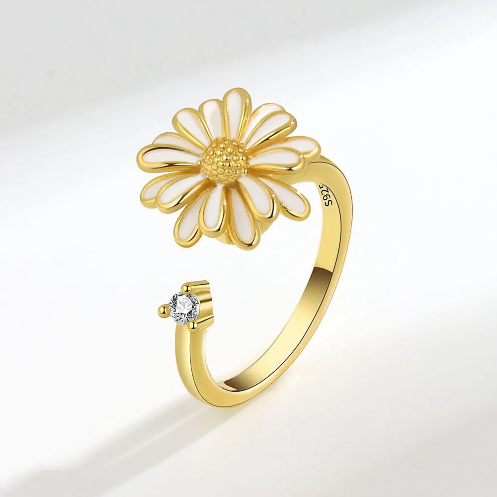 Fidget Spinner Ring Anxiety for Women Multiple Crystal Flower Eye Butterfly Animal Ring Rotate Anti Stress Wedding Jewelry