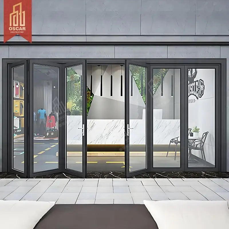 Modern Design Aluminium Glass Bi-Fold Door with Vertical Grill for Home Interior Office in Philippines for Exterior Application