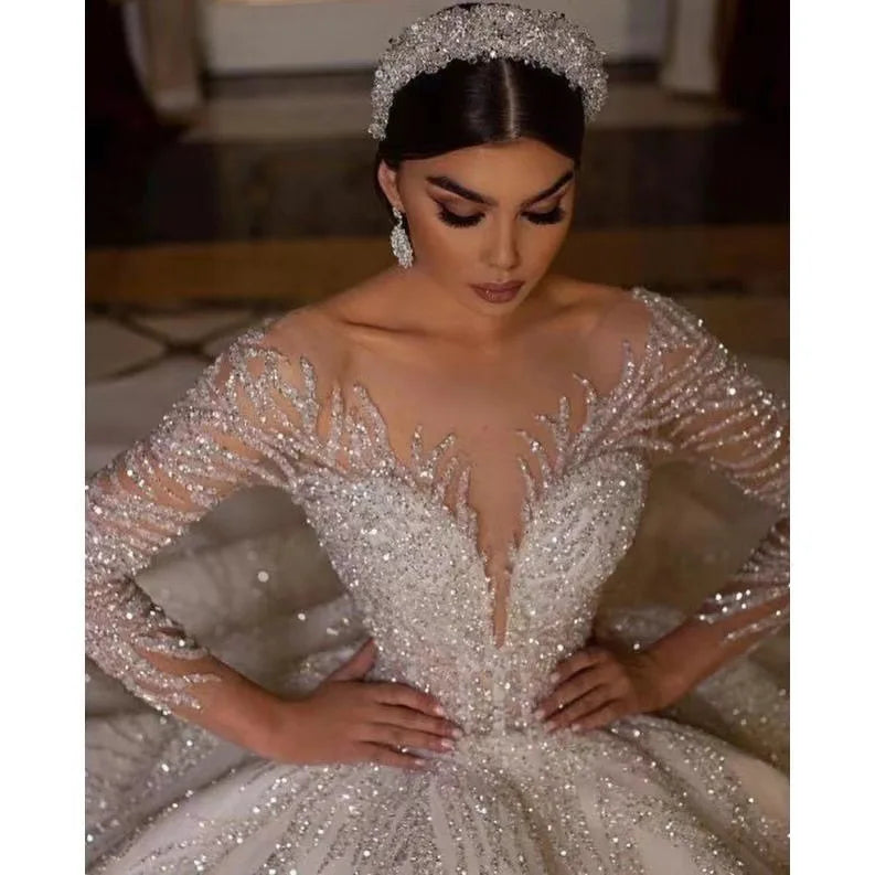 AL1590 Plus Size Vintage Wedding Dresses for Women Long Beaded Ball Gown with Istanbul Line for Bridal Parties Formal Events