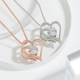 Valentines Day Gift Silver Necklace for Women Sterling Silver Heart Pendant 925 Jewelry for Ladies