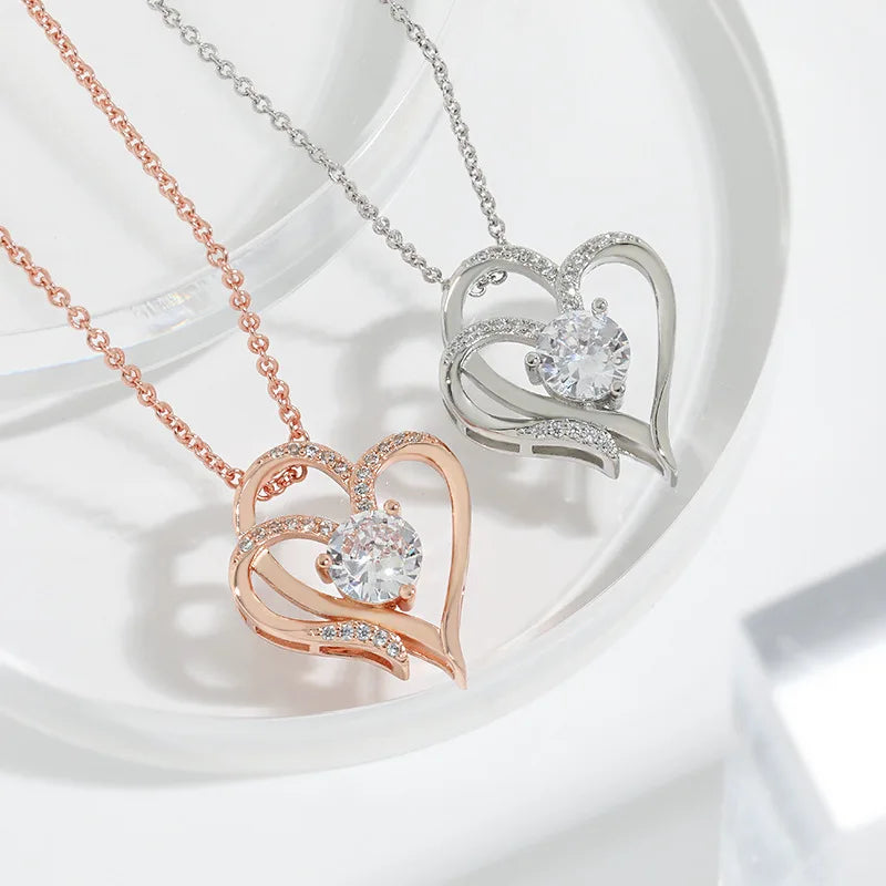 Valentines Day Gift Silver Necklace for Women Sterling Silver Heart Pendant 925 Jewelry for Ladies