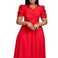 D490 Women's Summer New Fashion Temperament Elegant V-neck Pleated Large Swing Skirt Dress