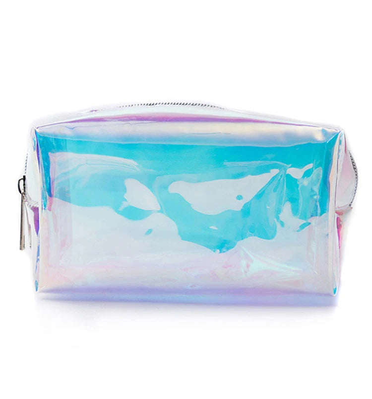 Lady Travel PVC Holographic Zipper Closure Reusable Portable Cosmetic Makeup Organizer Bag