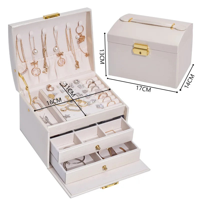 Hot-selling Large PU Leather Multifunctional Storage Box for Earrings Rings and Necklaces a Gift for Women