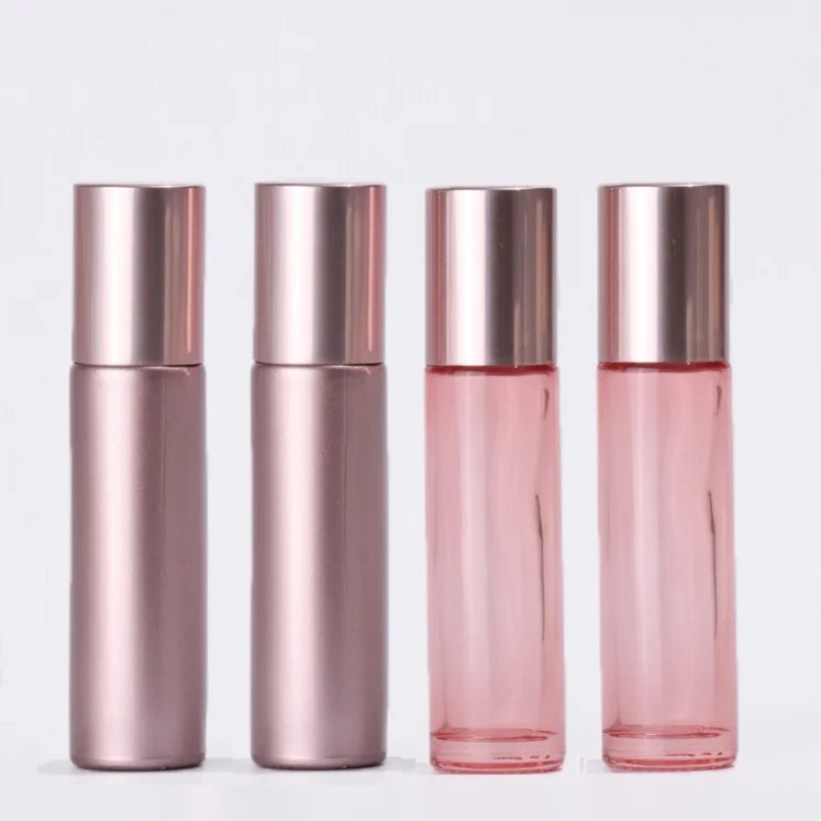 New Fashion Rose Gold Color Eye Cream Cosmetic Packaging 5ml 10ml Glass Essential Oil Perfume Roller Bottle