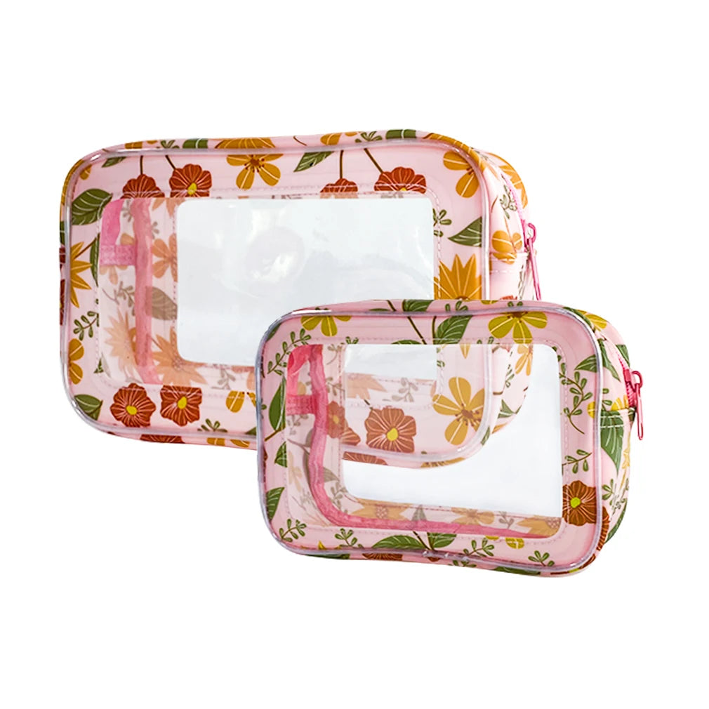 Custom PVC Waterproof Women's Travel Makeup Clear Cosmetic Bags Toiletry Organizer Bags with Zipper Pvc Cosmetics Pouch Pattern