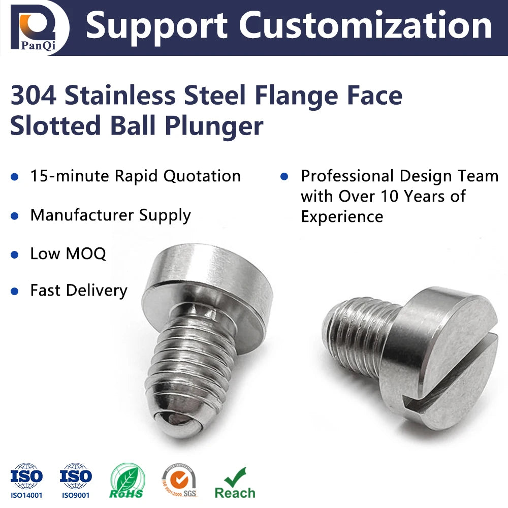 304 Stainless Steel Flange FaceSlotted Ball Plunger