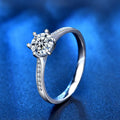 XJZ019 Classic 1.0 Ct Diamond Test Excellent Cut Moissanite 6 Prong Ring 925 Silver Moissanite Rings Women Jewelry