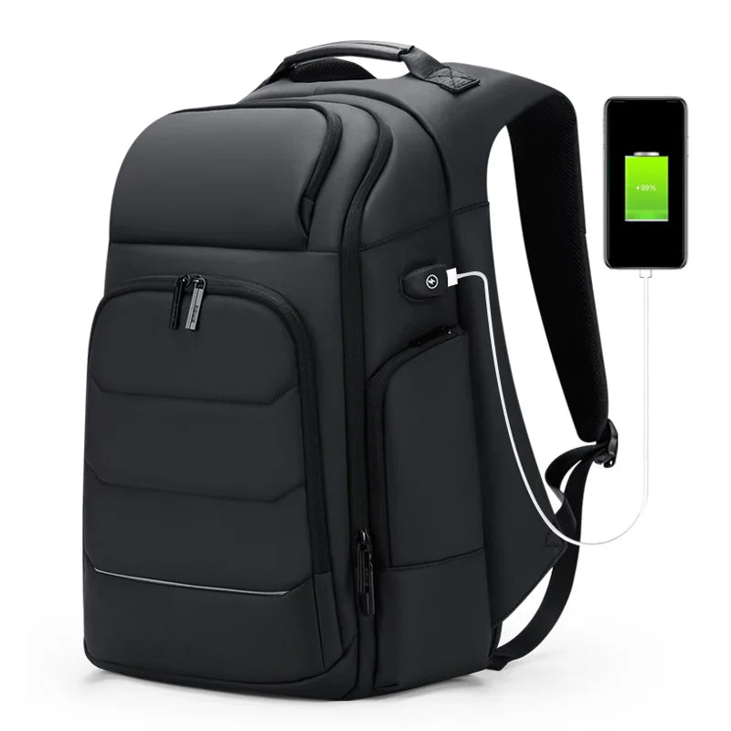 High Quality Men's Simple Style Waterproof Large Capacity Business Laptop Backpack with USB Port