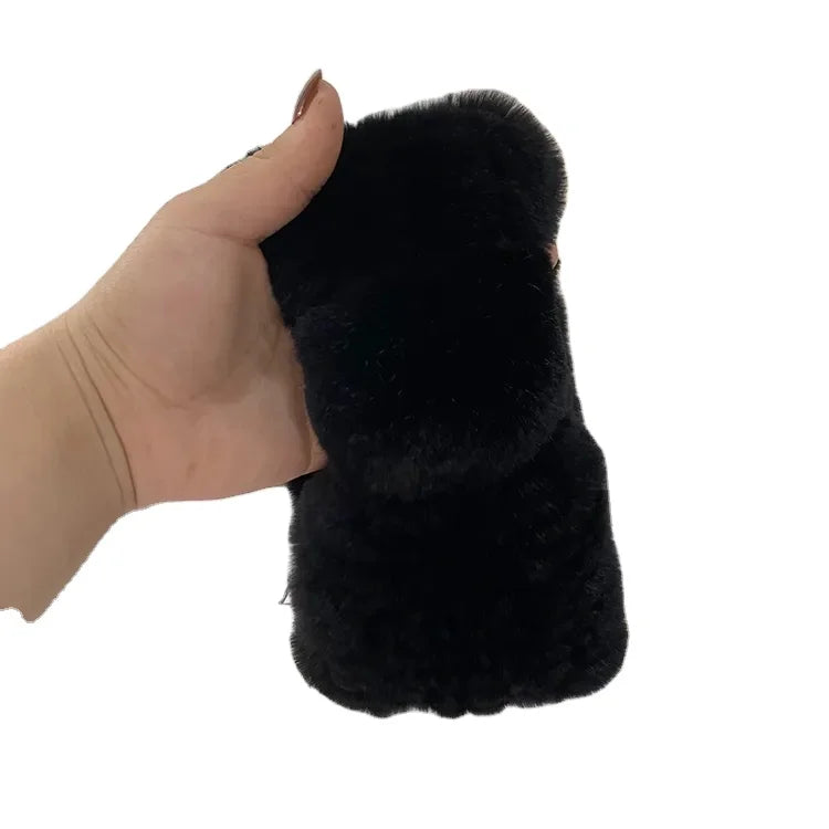 MWFur Rex Fur Headband for Women Fashion Real Rex Rabbit Fur Scarf Winter Fashion Cute Elastic Hand Knit Neck Ear Warmer