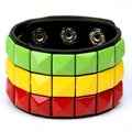 Wholesale Colorful studded Nail Bangle Leather Snap Button Bracelets