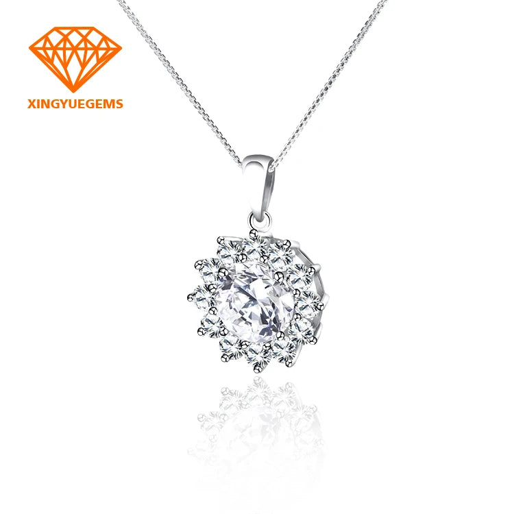 925 Sterling Silver Rhodium Plated Snowflake Shape Cubic Zirconia Box Chain Pendant Necklace for Wedding & Engagement