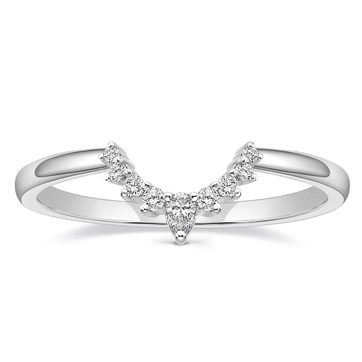 OAHLAN Cute Geometric Fashion Jewelry Pear Cut Cubic Zirconia Curved Women Copper Ring Engagement for Anniversary & Party