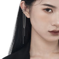 Long Tassel Ear Bone Clip 925 Sterling Silver Earrings Double-layer Chain Ear Clip Without Ear Hole Jewelry for Girl