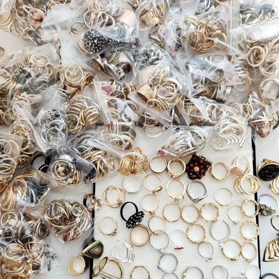 Women New Design Wholesale Factory Mix Sell by the Dozen Price Less Than 0.2 Dollar/piece Trendy Multiple Rings Jewelry