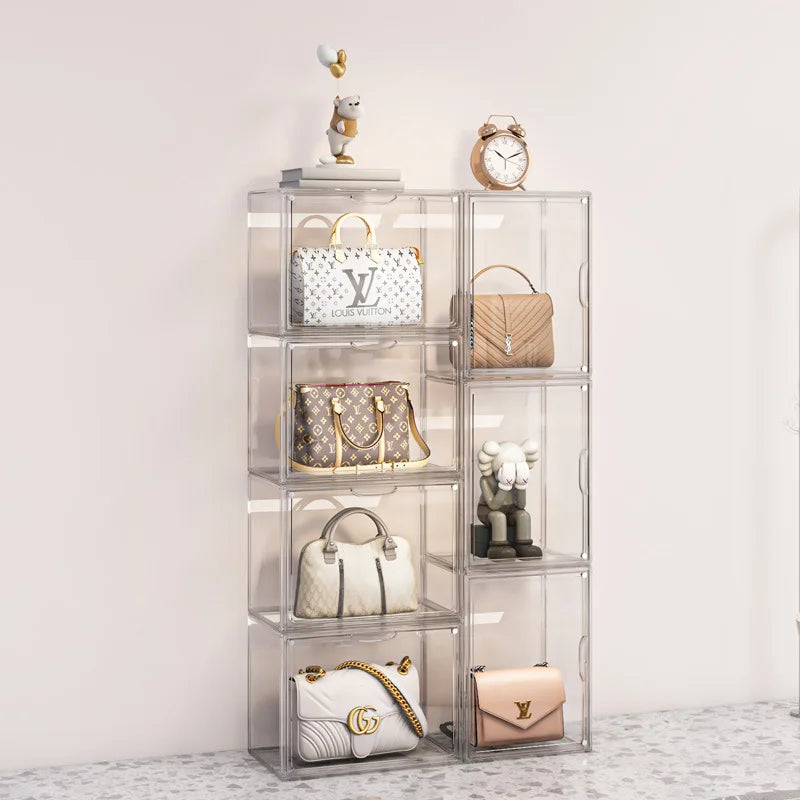 Clear Storage Organizer for Closet Display Case Plastic Storage Containers for Purse Handbag Collectibles Toys Figures