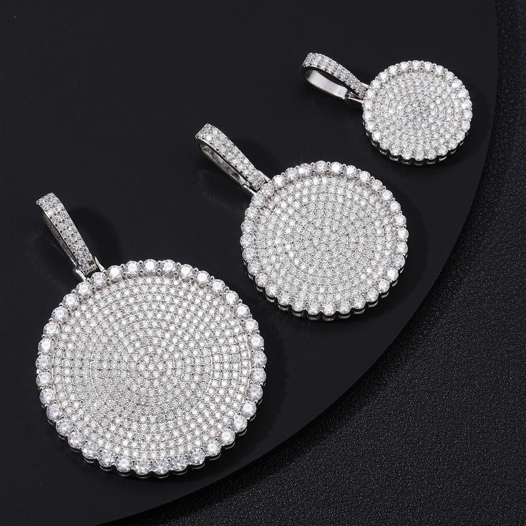 Iced Out Men Bling Tag Charm Pendant Pass Diamond Tester VVS Moissanite Diamond 925 Silver Hip Hop Custom Disc Pendant