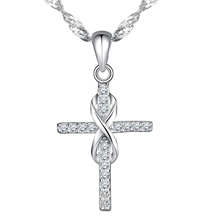 Pure Silver Jewelry American Style Cross Pendant Necklace