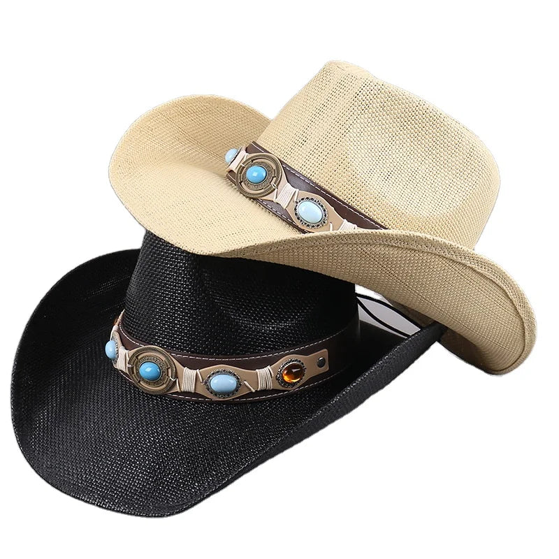 Factory Price 100% Eco-friendly Paper Cowboy Hat Handwoven Large Brim UV Protect Outdoor Travel Men