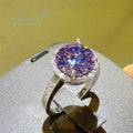 Silver 925 Original 5 Carat Round Brilliant Cut Diamond Test Past Purple Moissanite Wedding Ring for Women Real Gemstone Jewelry