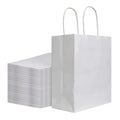 KUAIMA 15*8*21cm Medium White Kraft Paper Bags with Handles Bulk Gift Craft Grocery Shopping Retail Birthday Party Favors Bags