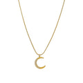 Fashionable Stainless Steel 18K Gold Plated Buddhism Link Chain Moon Crystal Cubic Zirconia Women's Pendant Necklaces Jewelry