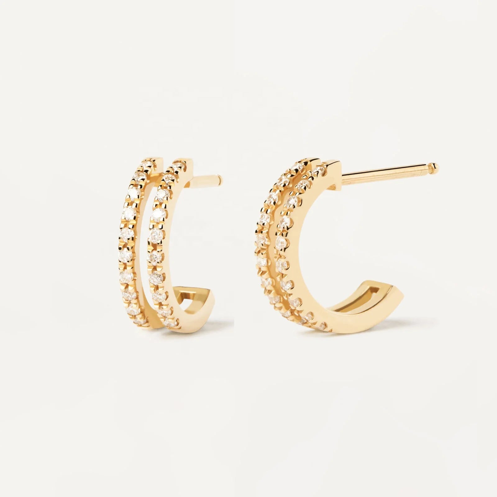 LOZRUNVE Gold Jewelry Elegant 925 Sterling Silver Double Hoop Earring Women