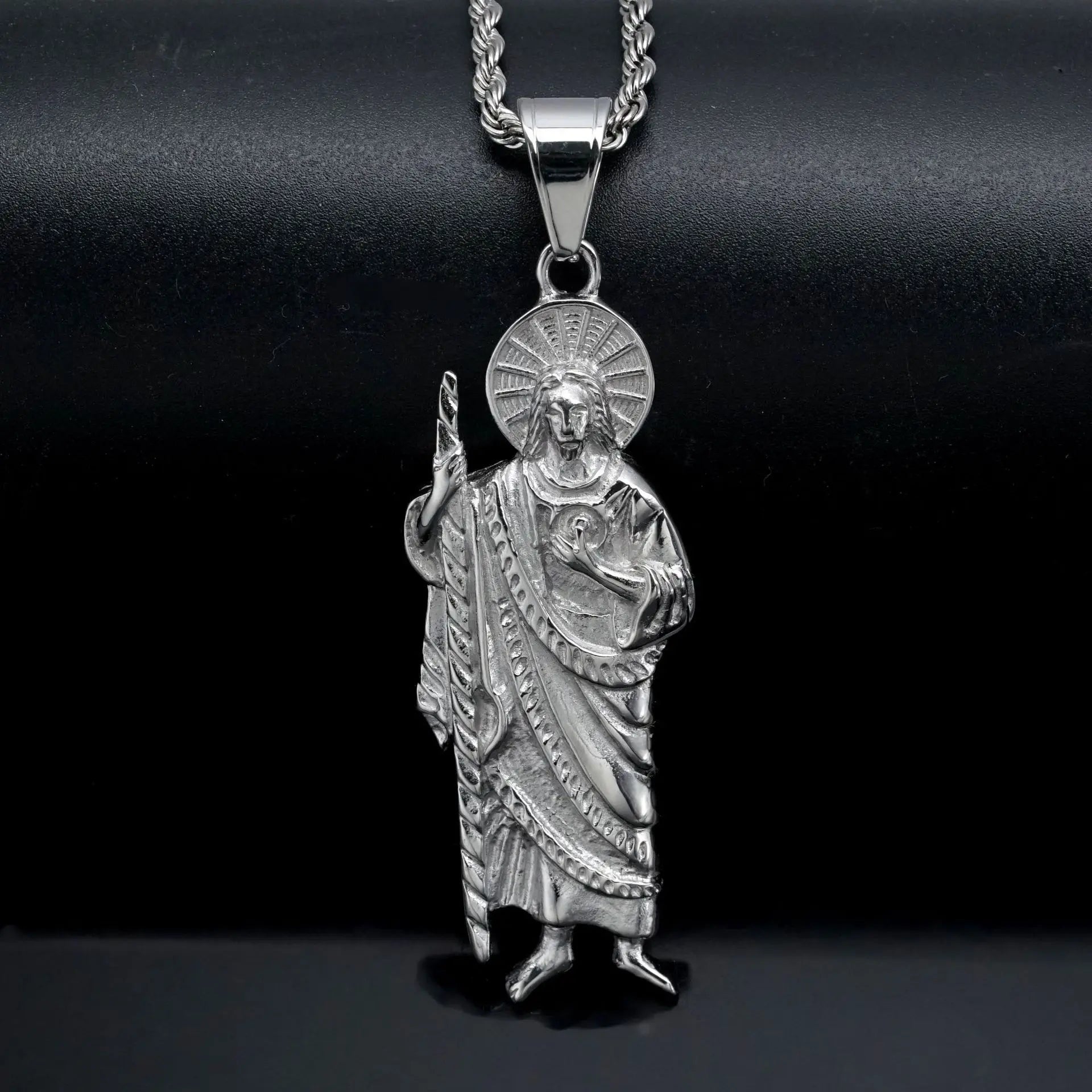 Stainless Steel New 316 St. Jude Plated Jesus Pendant Necklace 3mm * 60cm 24 inches Chains