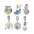 Christmas Ball Socks Cute Snowman Charm Beads 925 Silver Pendant with Shining Zircon for Women Bracelet Charm Wholesale Jewelry