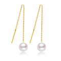 Certified 18K Gold Earrings Freshwater Pearl Ear Line AU750 Color Gold Women's Simple Temperament Drainage Gift Water Shell