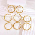 Fashion 18K Gold Plated Stainless Steel Jewelry Statement Earrings Trendy Twisted C Shape Hollow Hoop Earrings for Ladies