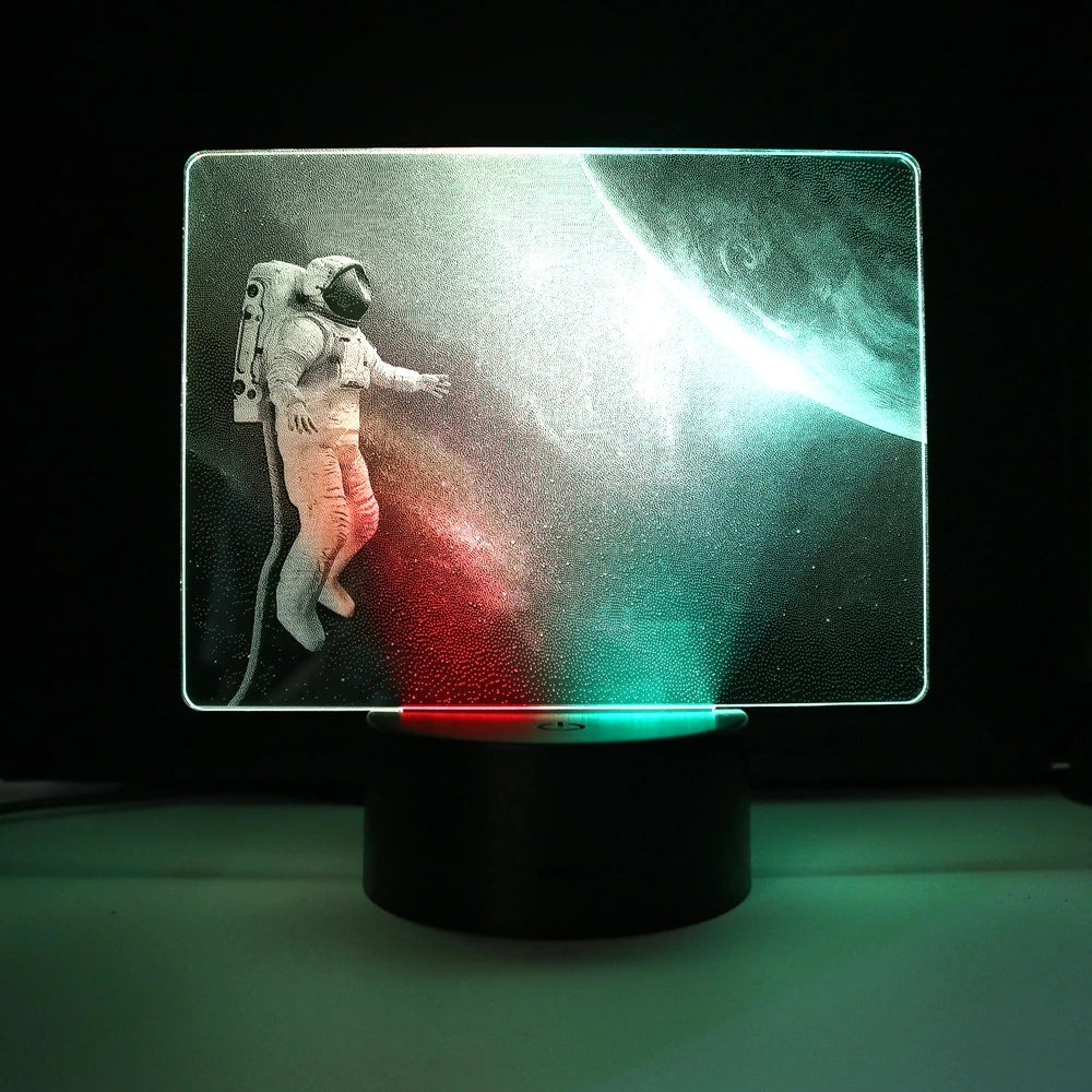 Astronaut Design ABS 7 Color Change Creative LED Lamp Base Touch Remote Control Night Light 3d Led Lamp for Students