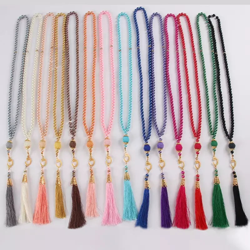 Microstar Wholesale 99pcs 6mm Imitation Glass Pearl Beads for Islamic Tassel Pendant & Tasbih Prayer Necklace Muslim Neck Chains