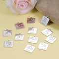18mm Stainless Steel 18K Gold Plated Zodiac Sign Square Constellations Pendant for Clothing DIY Accessories and Earrings