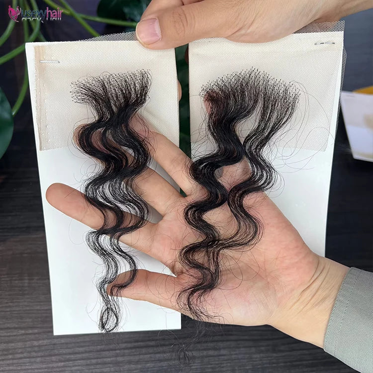 HD Lace Baby Hair Stripes  2Pcs Curly Human Hair Baby Hair Edge  Body Wave Swiss Lace Hairline Baby Hair Strips for Women