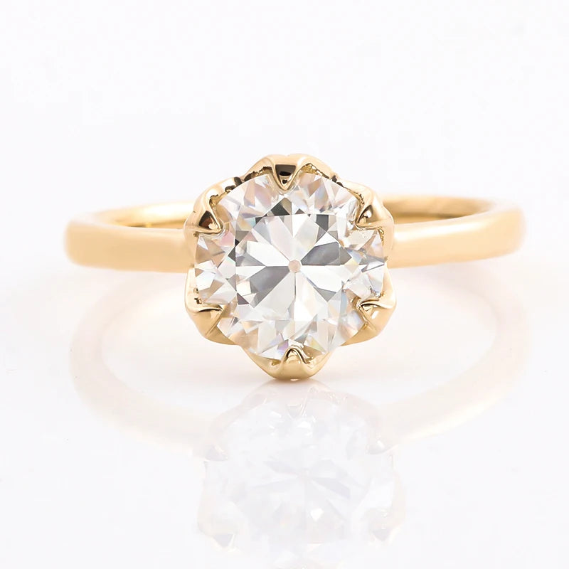 2025 New Arrival Cheap Moissanite Engagement Rings 10k Yellow Gold 1.5 Carat Oec Moissanite Ring