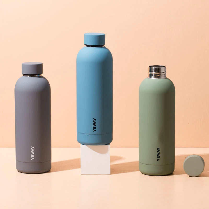 Yeway Oem Botella Termos De Agua Gym Wasserflasche New Rubber Coated Stainless Steel Drink Bottle Custom Water Bottle logo