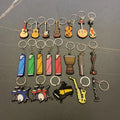 Wholesale Silicone Instruments Pvc Keychain Soft Rubber Music Rock Hip Hop Punk Guitar Piano Saks Ukulele Key Chain Keyring Gift