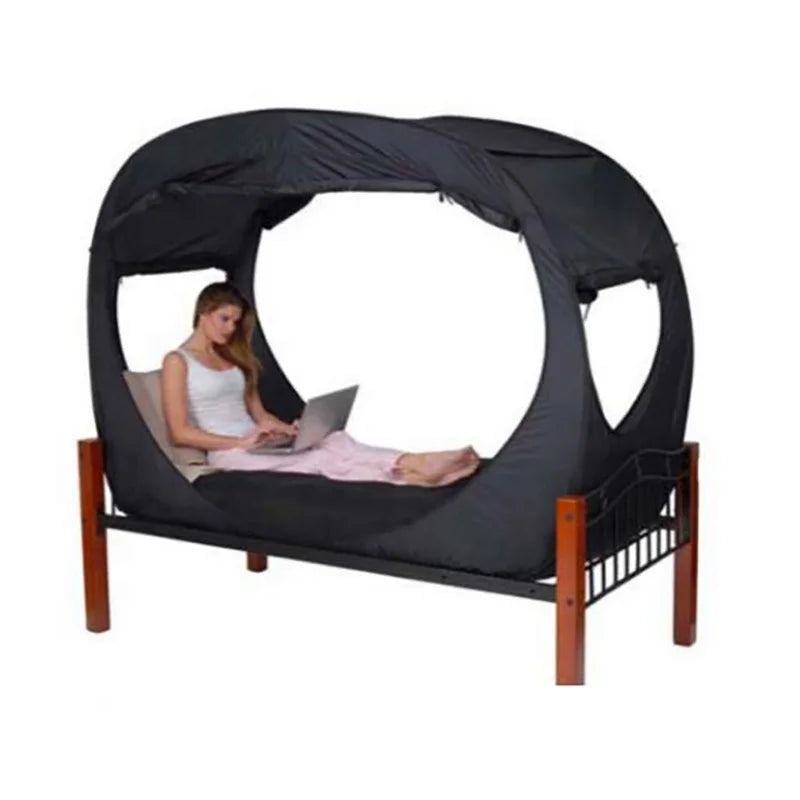 Portable Adult Indoor Bed Tent Privacy Pop up Three-Season 100% Polyester Straight Bracing Type
