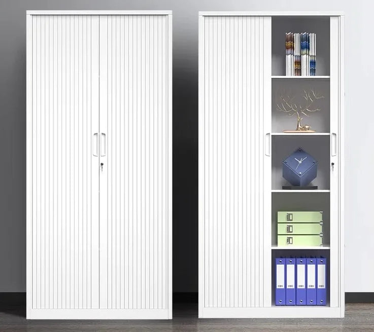 Modern Office Steel Storage Cabinet with 2 Sliding Roller Shutter Doors for Home Office School & Hotel Use