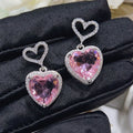 CAOSHI Summer Hot Sell Pink Love Heart Zircon Earring Girls Silver Color Wholesale Female Design Crystal Ladies Bridal Earrings